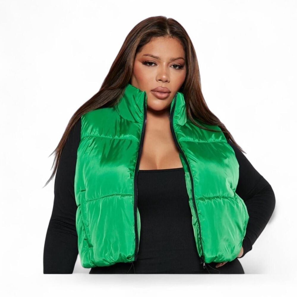 FASHIONNOVA BRAND NEW Can't Handle It Plus Size Puffer Vest -Kelly Green SIZE 3x